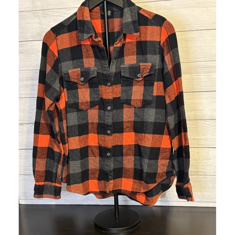 Forever 21 Red Black Flannel Shirt Women’s L Plaid‎ Long Sleeve